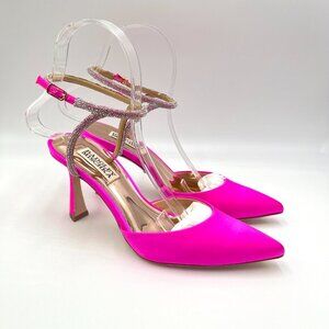 Badgley Mischka Womens‎ Size 5 Kamilah Hot Pink Satin Jeweled Pumps Heels Shoes